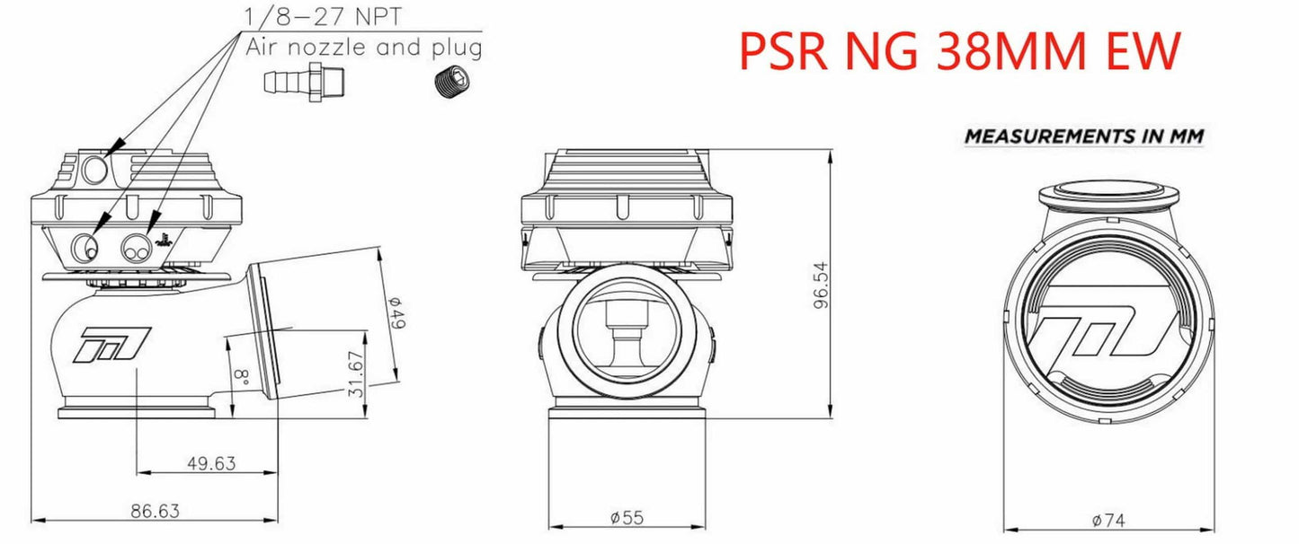 PSR NEW GENERATION WASTEGATE 38mm Dual Vband External Wastegate